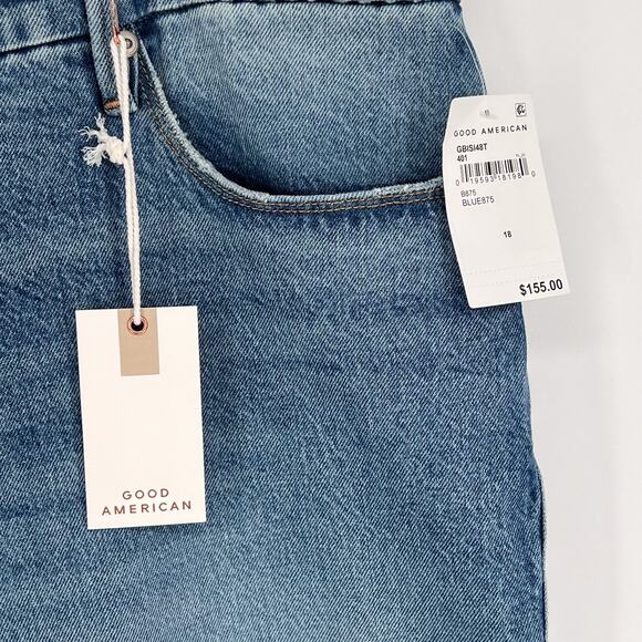 Good American NWT Good Boy Twisted Slit Jeans Women’s Size 18 Blue875 - Picture 4 of 8